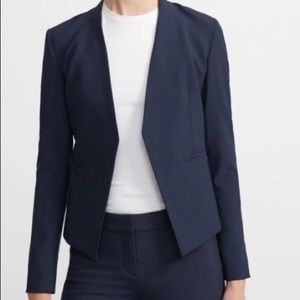 Theory Navy Open Blazer in Stretch Wool